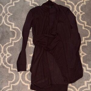 Dark Brown Open Front Cardigan